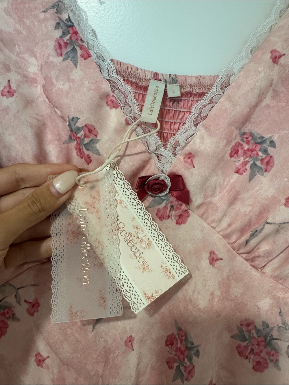 American Heiress/Lait Collection Carlton Pink Floral Satin Maxi Dress - Picture 7 of 12